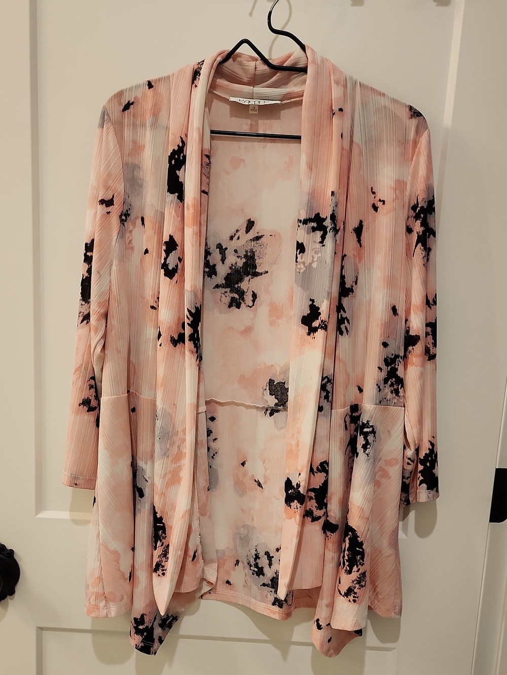 Kasper Blush Pink Watercolor Open-Front Cardigan
